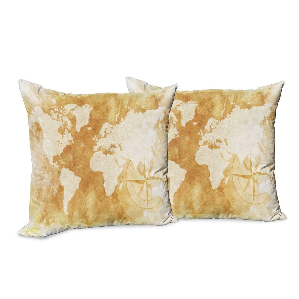 7626 Compass Decorative Throw Pillow Case Pack of 2, Old-Fashioned World